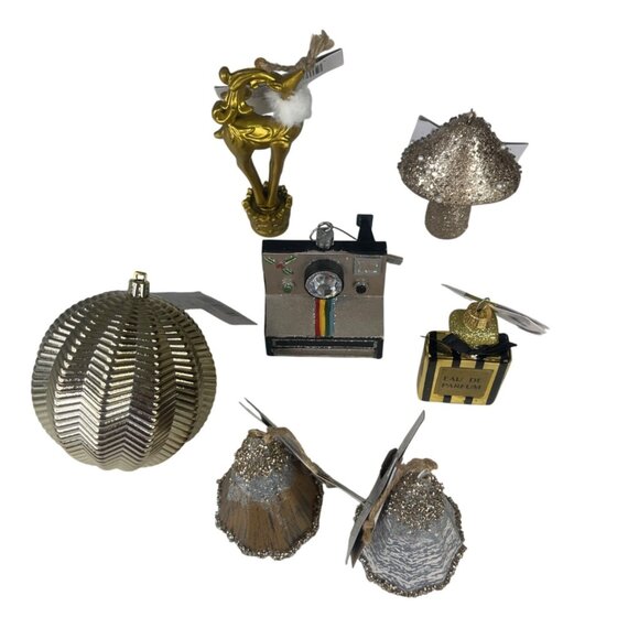 Set Of 7 Holiday Style Christmas Ornaments - Picture 2 of 11